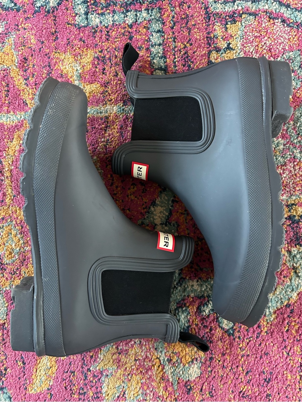 NWOT Hunter | Women’s Black Chelsea Ankle Length Rain Boot Pull Tab Size 9 - Picture 6 of 16